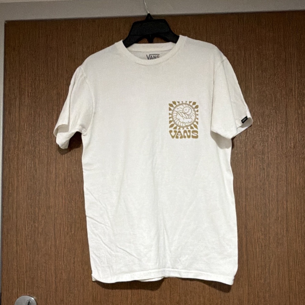 VANS Classic Fit White Off The Wall Logo Graphic Crew Neck Cotton Tee Men's S